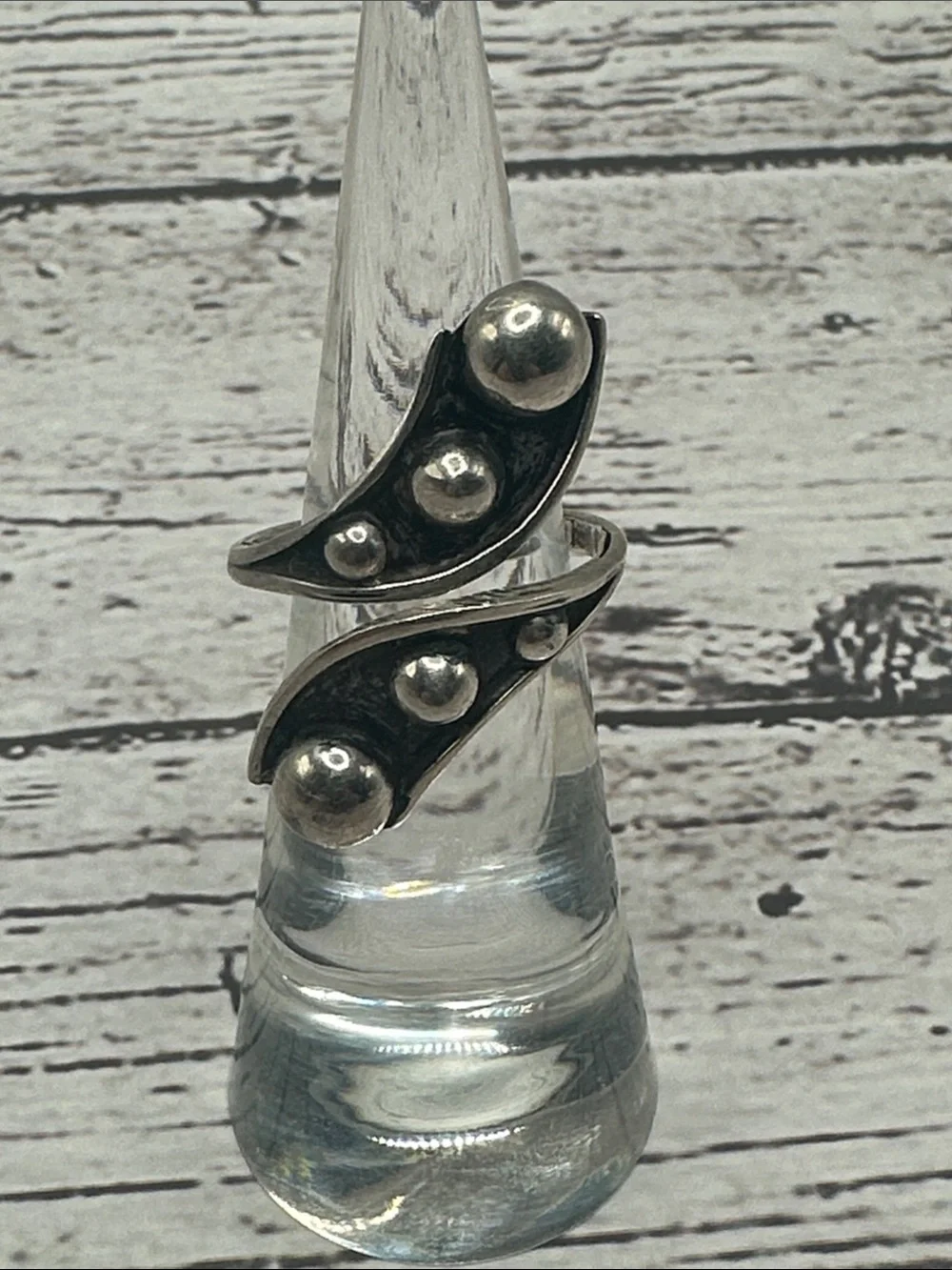 Mexico Sterling Spiral Dot Wrap Ring - Blackened Silver Finish